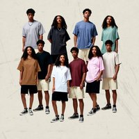 Kaos Terbaru 190G Oversize Pria Katun Murni Streetwear Merk Ternama Lengan Pendek Warna Solid Polos Bernapas