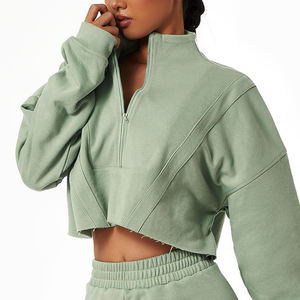 Pull-over de sport personnalisé de haute qualité à fermeture éclair à capuche pour femmes vente en gros - Product Image 6