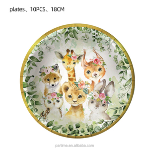 Ensemble de décorations d'animaux de la forêt de la <span class=keywords><strong>jungle</strong></span> WILD ONE Assiette en <span class=keywords><strong>papier</strong></span> Tasse Serviettes de table pour enfants pour anniversaire Saint Valentin Fêtes de Pâques - Product Image 4