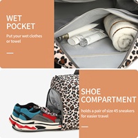 Sac de sport avec impression de logo personnalisé Sac polochon de voyage Sac de voyage léopard monogramme Weekender Sac de voyage de nuit pour femmes