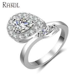 RAKOL RP2133 Women's Luxury Gold-Plated Synthetic Zircon Ring New Fashion Design - Product Image 1