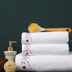 OEM Wholesale 5 Star Hotel Towels White Custom Logo Bathroom Luxury White Towel