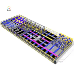 Conjunto de trampolim comercial ecológico para crianças e adultos, parque de salto para playground interno, mais vendido