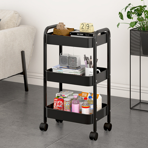 Étagère <span class=keywords><strong>à</strong></span> collation mobile en métal <span class=keywords><strong>à</strong></span> trois niveaux avec <span class=keywords><strong>roulettes</strong></span> pivotantes, chariot de rangement de cuisine sur pied - Product Image 2