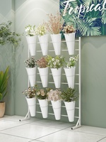 Présentoir à fleurs multicouche en fer forgé avec étagère réfrigérée et seau pour magasins et stands