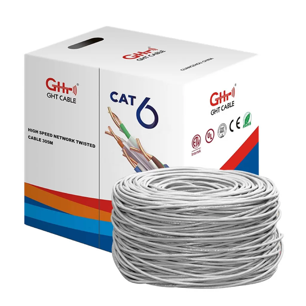 Cat6 PVC red CCA cable 305m UTP GHT cable de comunicación CAT6 cable 100M tirar chaqueta de PVC