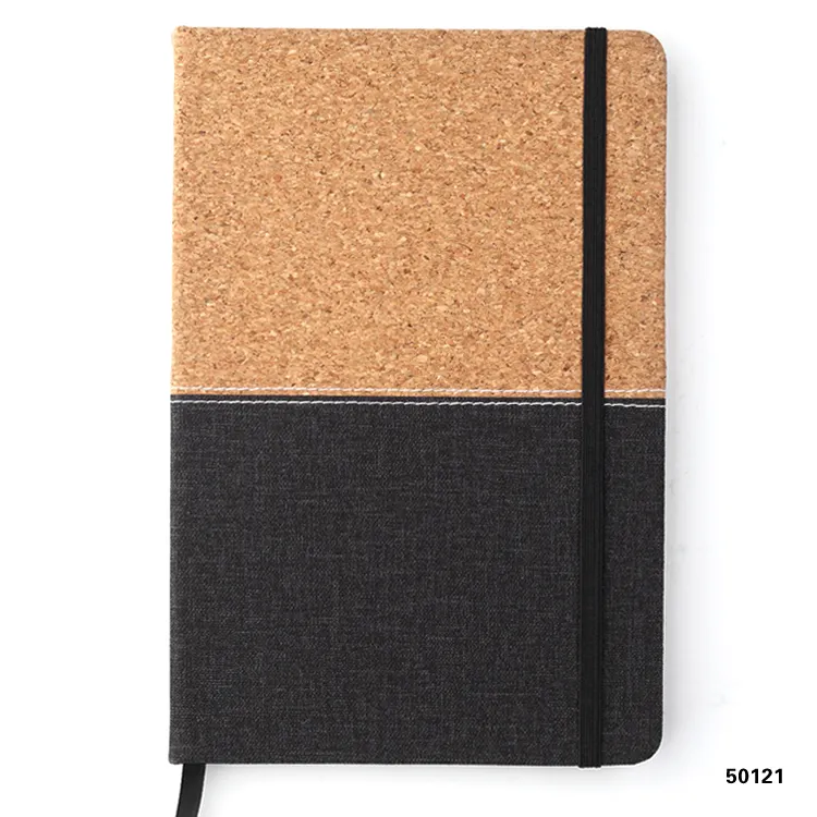 A5 eco friendly cortiça pu notebook personalizado, capa dura, shorthand, notebook com alça elástica