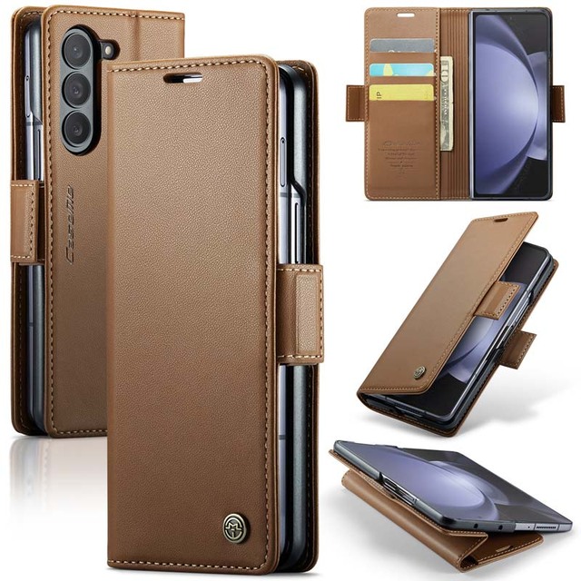 Shockproof Retro Durable Leather Wallet Flip Case for Samsung for Galaxy Z Fold Card Slots Cover Magnetic Closure Mobile Phone