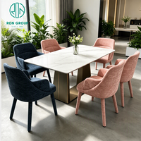 Table rectangulaire en marbre Ron Group, chaise rembourrée en tissu avec accoudoirs, mobilier moderne économique pour la maison