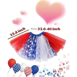 4. Juli Patriotischer Tüll-Tutu-Rock Rot Weiß Blau Unisex Unabhängigkeitstag-Kostüm für Mädchen Frauen Kinder Erwachsene Party-Outfit - Product Image 3