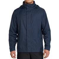 Veste coupe-vent en toile imperméable bleu marine pour homme, coupe classique, fermeture éclair, séchage rapide, respirante, style décontracté