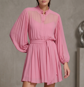 Washable Breathable Pink Knee-Length A-Line Streetwear <b>Dresses</b> Women Vietnam Supplier Fashion OEM ODM Custom Elegant Style - Product Image 1