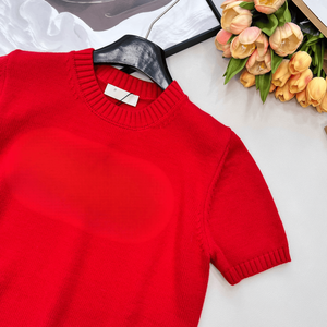 Women Solid Red Short Sleeve Knit Sweater Half <b>Mock</b> <b>Neck</b> Soft Casual Warm Daily Versatile Ribbed Hem Basic Pullover <b>Top</b> miu - Product Image 5