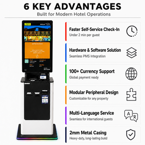 Kiosque <span class=keywords><strong>de</strong></span> paiement intelligent en libre-service avec écran tactile, distributeur <span class=keywords><strong>de</strong></span> cartes RFID, scanner <span class=keywords><strong>de</strong></span> passeport, terminal CE FCC ISO9001 - Product Image 1