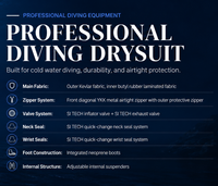 Combinaison de plongée trilaminée personnalisable directement de l'usine, pour la plongée commerciale et récréative, étanche, à manches longues, en nylon Oxford, pour la plongée frontale