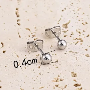 CM Fashion Jewelry Wholesale Alloy Brass Aretes Pequenos Oro Laminado Earring Woman Smooth Surface Ball White Stud Earrings