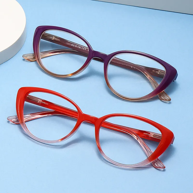 Kacamata baca mata kucing 2101 untuk wanita, kacamata Fashion wanita penghalang cahaya biru, Kacamata Anti silau engsel musim semi fleksibel