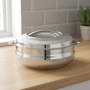 Casserole en acier inoxydable ronde de 24 cm avec couvercle, design minimaliste durable, compatible avec tous les types de cuisinières - Product Image 2