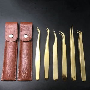 Ensemble de pinces à épiler pour extensions de <span class=keywords><strong>cils</strong></span> en acier inoxydable de haute précision |   Pince à épiler Dolphin Curler Gold Feather Blooming - Product Image 3