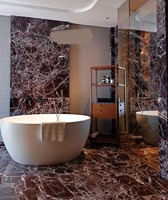 Marbre Rosso Levanto de PerfectStone, design luxueux et imperméable, idéal pour les projets de construction d'intérieurs d'hôtels