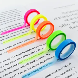 Highlighter Tape Transparent Marking Sticker Roll Removable Fluorescent Colored Tags Sticky Memo Pad