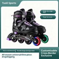 Patines en Línea Infantiles Ajustables de Una Sola Fila para Exteriores, con Luces Completas, Anticaída, Silenciosos, Profesionales, con Malla y Rodamientos ABEC-7 de PU