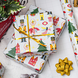 <b>Nutcracker</b> And Ballerina Pattern Gift Wrapping Paper Double-Sided Specialty Paper For Holiday Packaging - Product Image 1