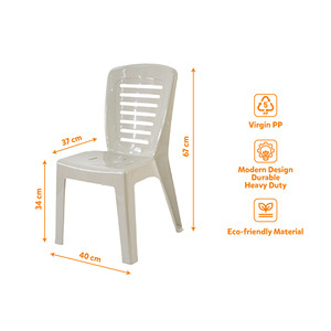 Silla de Comedor Moderna de Plástico PP, 40x37x34/67cm, Ligera, Resistente, Respaldo de 9 Listones, Apilable, Impermeable, para Gimnasio y Hogar - Product Image 5