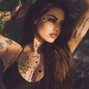 Wholesale Long Lasting 2 Weeks Waterproof Sweatproof Cute Body Art Designs Temporary Tattoos Juice