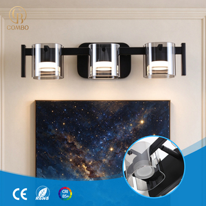 COMBO Modern Aluminum Wall Lamp With Glass Shade 3500K Warm White LED Surface Mounted <b>Bathroom</b> <b>Light</b> CRI 85+ Dimmable - Product Image 1