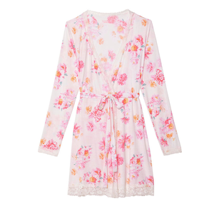 <span class=keywords><strong>Peignoir</strong></span> d'hiver en molleton imprimé floral à manches longues de style Offres Spéciales pour femmes - Product Image 6