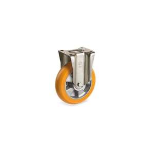TELLURE ROTA-Roues polyuréthane 656014 TR à profil rond ergonomique, centre en aluminium, support fixe moyen-lourd (P) - Product Image 1
