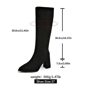 Nouvelles Bottes Hautes <span class=keywords><strong>Femme</strong></span> Style Tendance Talons Hauts Sexy 7cm 36CM Couleur Unie Bottes Longues Coutures Ondulées Fermeture Éclair Latérale CFen005 - Product Image 4