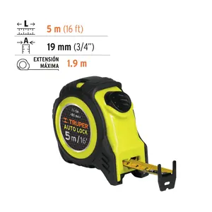 Cinta Métrica Resistente a Impactos con Bloqueo Automático BOX 6, 5 m, Cinta de 19 mm, TRUPER - Product Image 3