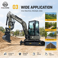 Mini-excavatrice FULCORE en stock, prête à être expédiée, système hydraulique de haute qualité, mini-excavatrice compacte pour le creusement de fossés et les travaux de terrassement