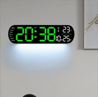 Horloge murale numérique LED multifonctionnelle moderne pour la décoration de la maison, avec luminosité réglable, minuterie DST, en plastique