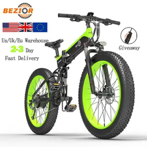 Motor potente de 1500W para bicicleta de montaña eléctrica, Bezior X1500, 48V, 12,8ah, cargador de batería, 100km de largo alcance