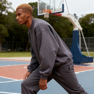 TKAN365D Custom Puff Embroidery Oversized Heavyweight French Terry Winter Men's 100% Cotton <b>Acid</b> Wash O-neck <b>Drop</b> Shoulder High - Product Image 1