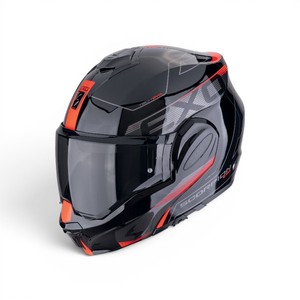 Casco Modulare Scorpion Exo Tech Evo Nero Rosso XL in Policarbonato per Moto - Product Image 1