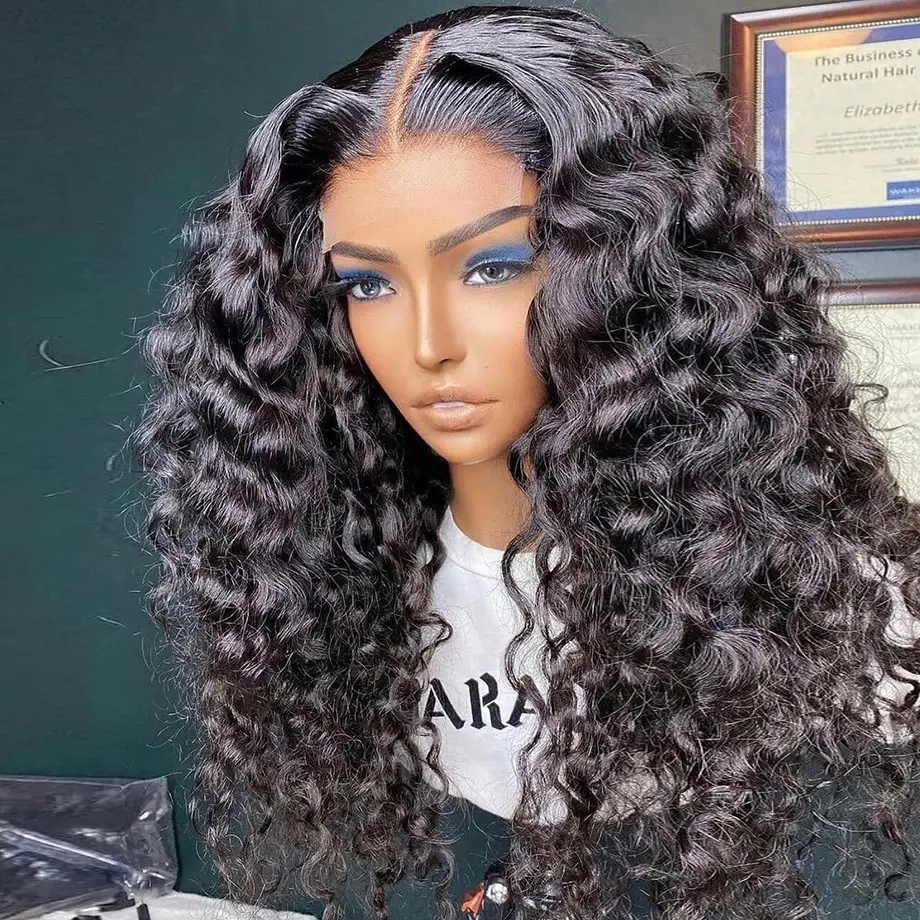 Hot Sale 12A Grade HD Transparent Lace Frontal Wig Pre-Plucked Water Wave Curly and Straight Styles 1B Color Human Hair Wig