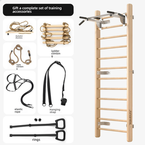 Equipo de Entrenamiento Multifuncional Plegable con Marco de Acero y Listones de Madera para Ejercicios de Piernas y Estiramiento en Interiores, Ideal para Salas de Baile - Product Image 1