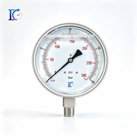Manomètre à tube Bourdon DaChengYiBiao YTN-150F 150 mm 6 pouces entièrement en acier inoxydable, raccordement inférieur EN837-1 pour gaz/liquide
