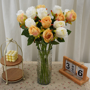 Roses artificielles en soie, fleurs roses, décoration de mariage, décoration de la maison, accessoires de photographie, arrangement en vase - Product Image 2