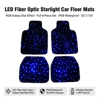 Tapis de sol de voiture en fibre optique LED étanche RGBW, kit de tapis lumineux scintillant 12V avec télécommande APP pour voiture universelle