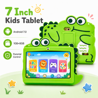 Tablette pour enfants IWAWA avec contrôle parental, 7 pouces, Android 7.0, 1+8G, 1+16G, étui en silicone mignon en forme de crocodile, tablette éducative pour enfants