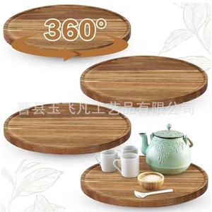 Acacia Wood <b>Round</b> <b>Serving</b> <b>Tray</b> 35cm Rotatable For Home Restaurant Use - Product Image 2