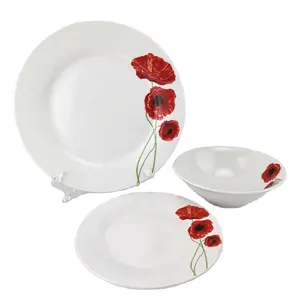 Набор керамических столовых приборов из 18 предметов, круглая фарфоровая посуда с милым цветочным дизайном