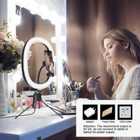 Lumière annulaire LED ronde de 10 pouces avec support de bureau, 3 couleurs réglables pour selfie, enregistrement vidéo, réunions Zoom