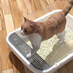 Extra Large Open Style Anti Splash <b>Cat</b> <b>Litter</b> Box Rectangle Milk Cream White PP Material With Free Shovel For <b>Cats</b> - Product Image 1