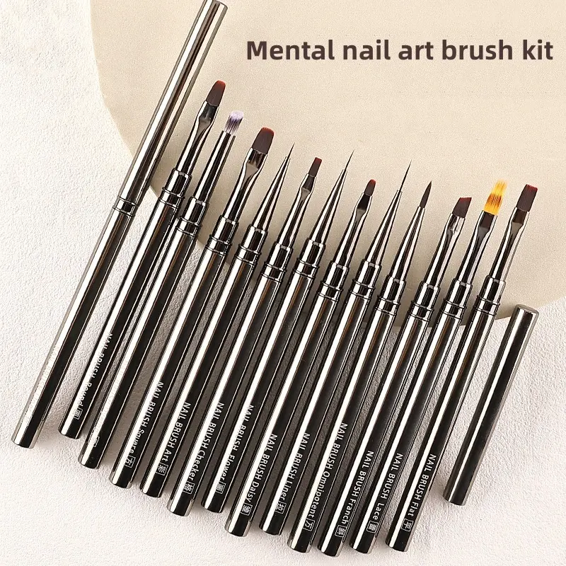 Tinh thần xử lý chất lượng cao Nail Brush bán buôn Nail Art Ombre bàn chải sang trọng khắc dài sọc lót chi tiết Nail Pen Brush